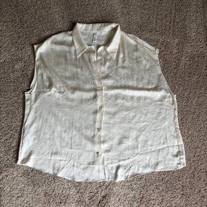 Mango MNG Blouse Womens 3XL Ivory Flowy Flouncy Summer Beach Vacation Resort NWT
